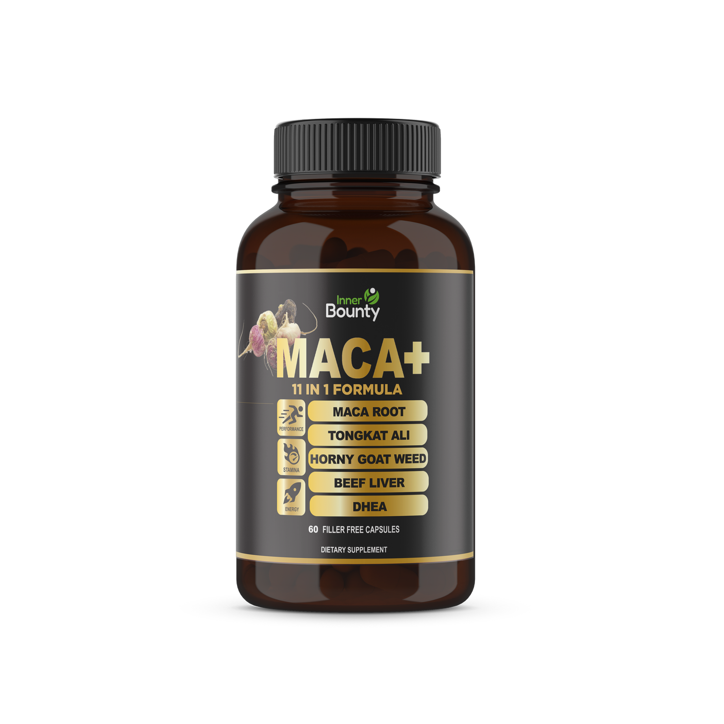 11-in-1 Organic Maca Root Performance Formula with Organic Red Beet Root, Beef Liver, and More - 60 Filler Free Capsules